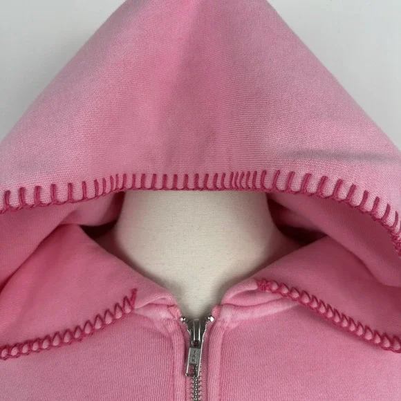 NWT GAP MadHappy Full Zip Crop Hoodie Sweatshirt MEDIUM Pink Embroidered Logo - Picture 8 of 16